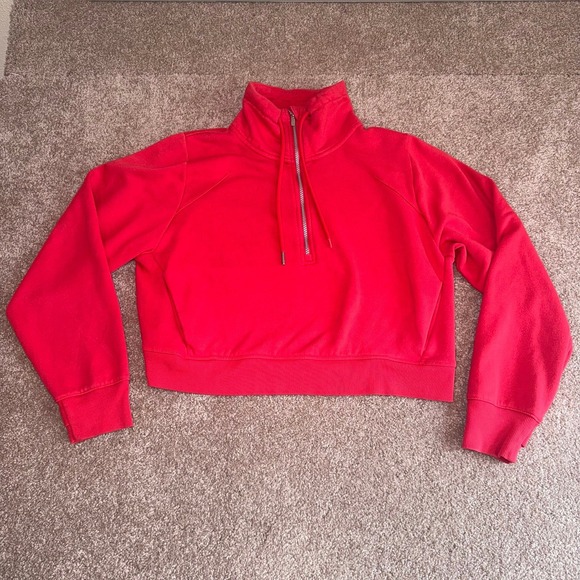 Target Tops - Target Brand Women's Bright Red Long Sleeve Quarter-Zip Pullover Sweatshirt - M
